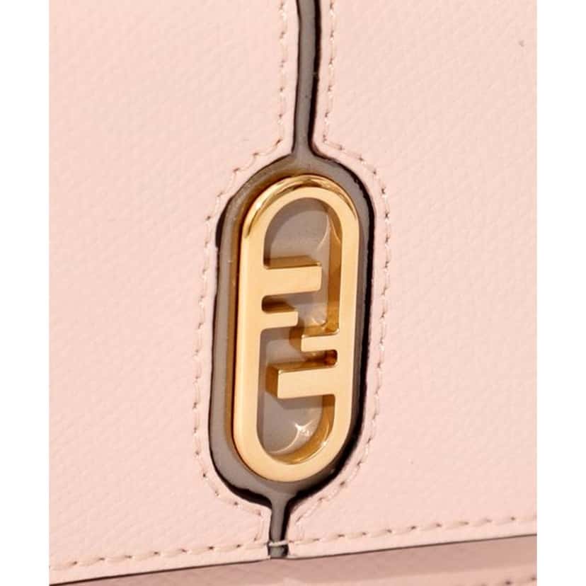 Fendi Fendi O'Lock Wallet Micro Trifold Rose Pink Tortora Gray Calf Leather Pink Leather Never worn, with tag - Box View
