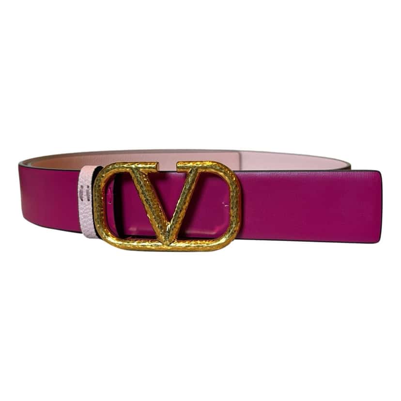 Valentino Garavani Valentino Garavani VLogo Reversible Belt Size 85 Pink Pebbled Leather Pink Leather Never worn, with tag - Inside View