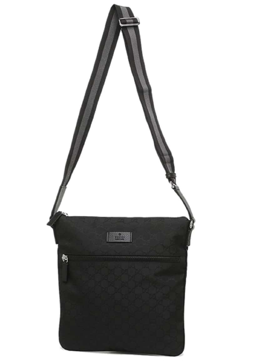 Gucci Gucci Unisex GG Guccissima Web Black Canvas Messenger Bag Crossbody Black Canvas Never worn, with tag - Back View