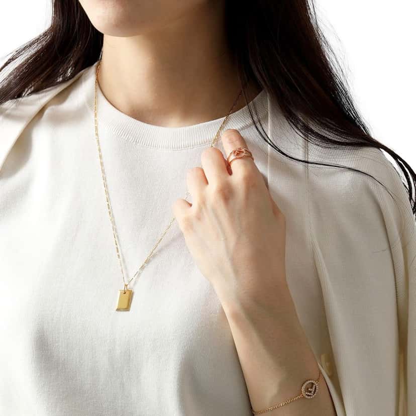 Fendi Fendi F is Fendi Circle Logo Crystal Ring Rose Gold Metal Size Small Gold Never worn, with tag - Model View