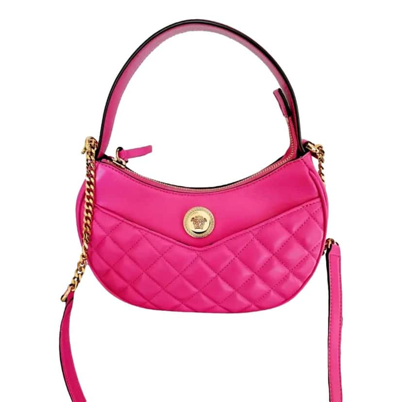 Versace Versace La Medusa Half Moon Hobo Shoulder Crossbody Bag Pink Leather Pink Leather Never worn, with tag - Inside View