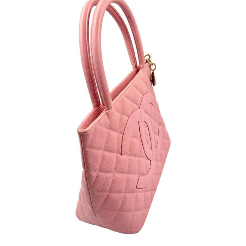 Chanel Chanel Caviar Quilted Leather Medallion Tote Pink Pink Leather Very good condition - Inside View