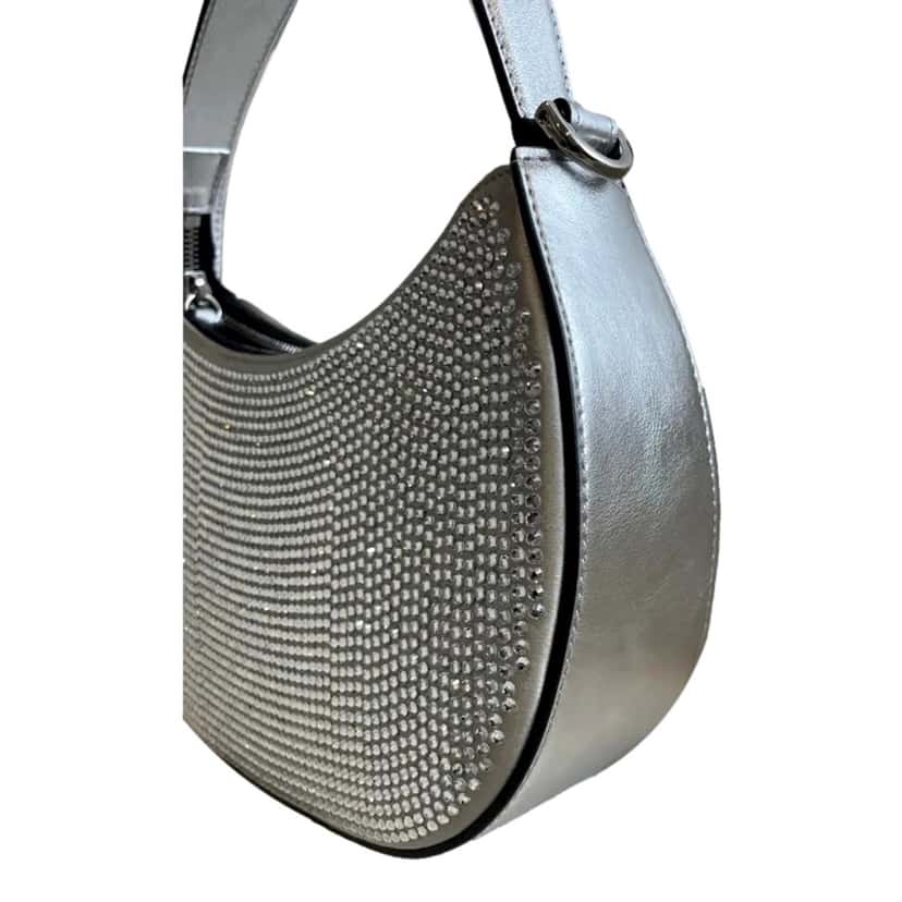 Versace Versace La Medusa Crystal Half Moon Hobo Shoulder Crossbody Bag Silver Silver Canvas Never worn, with tag - Box View