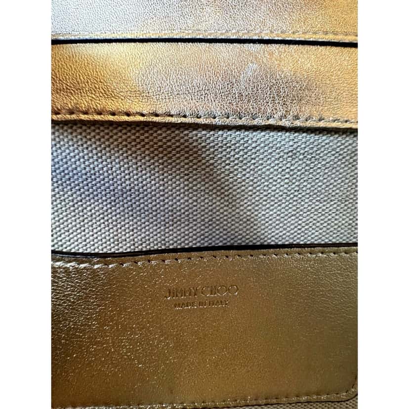 Jimmy Choo Jimmy Choo Kalina  Crossbody Clutch Bag Crystal Logo Metallic Gold Gold Leather Never worn, with tag - Model View