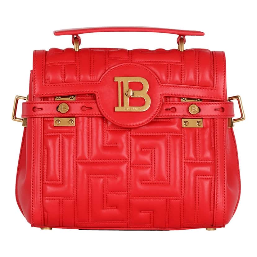 Balmain Balmain B-Buzz 23 Red Tote Crossbody Shoulder Bag Quilted Calf Leather Red Leather Never worn, with tag - Front View