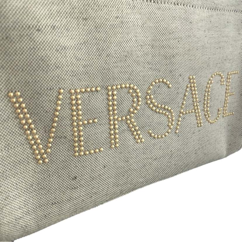 Versace Versace Ecru Canvas Studded Logo Mini Totebag Other Canvas Never worn, with tag - Back View
