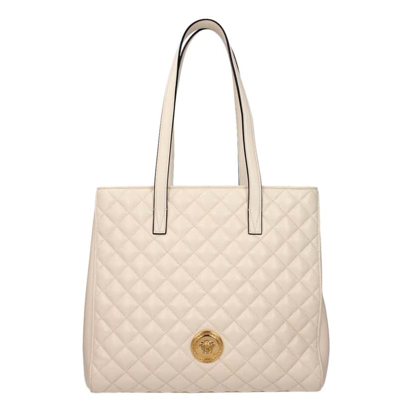 Versace Versace La Medusa Ivory Quilted Leather Totebag White Never worn, with tag - Front View