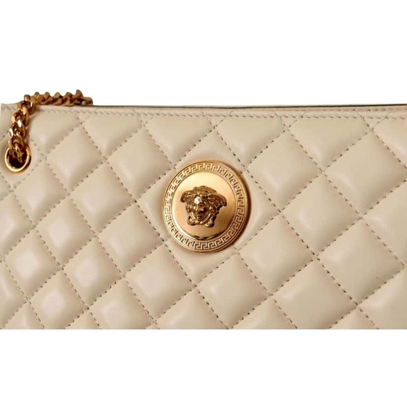 Versace Versace Quilted Ivory La Medusa Chain Strap Tote Bag White Leather Never worn, with tag - Inside View