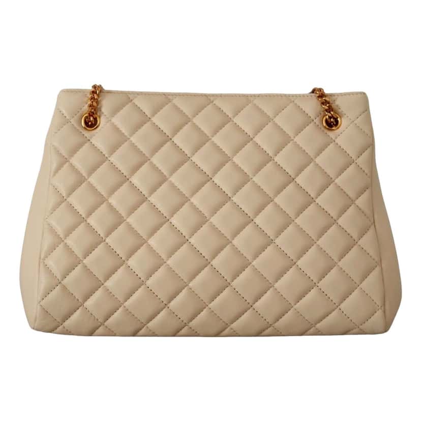 Versace Versace Quilted Ivory La Medusa Chain Strap Tote Bag White Leather Never worn, with tag - Model View