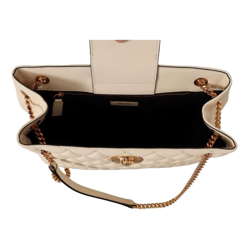 Versace Versace Quilted Ivory La Medusa Chain Strap Tote Bag White Leather Never worn, with tag - Box View
