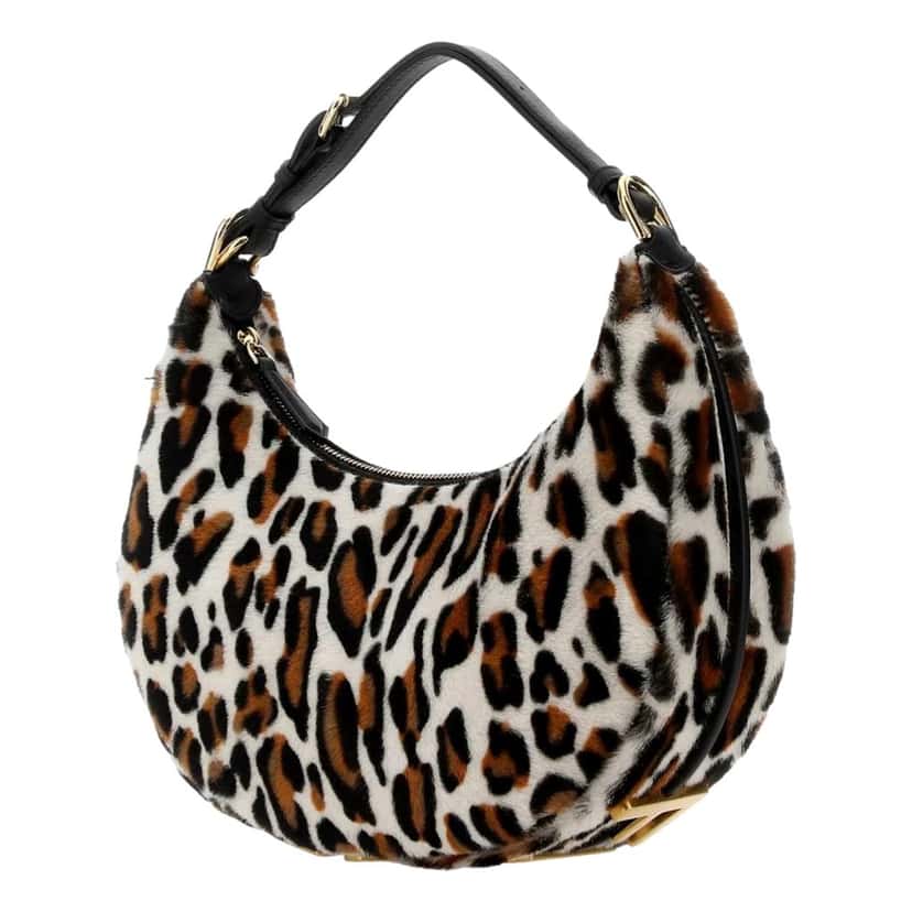 Fendi Fendi Fendigraphy Lamb Fur Animal Print Shoulder Bag White Leather Never worn, with tag - Back View
