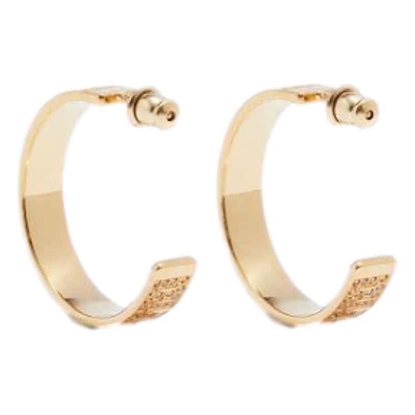 Fendi Fendi FF Crystal Embellished Gold Hoop Earrings Gold Never worn, with tag - Inside View