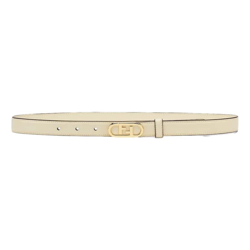 Fendi Fendi O'Lock Ivory Leather Skinny Belt Size 90 White Leather Never worn, with tag - Front View