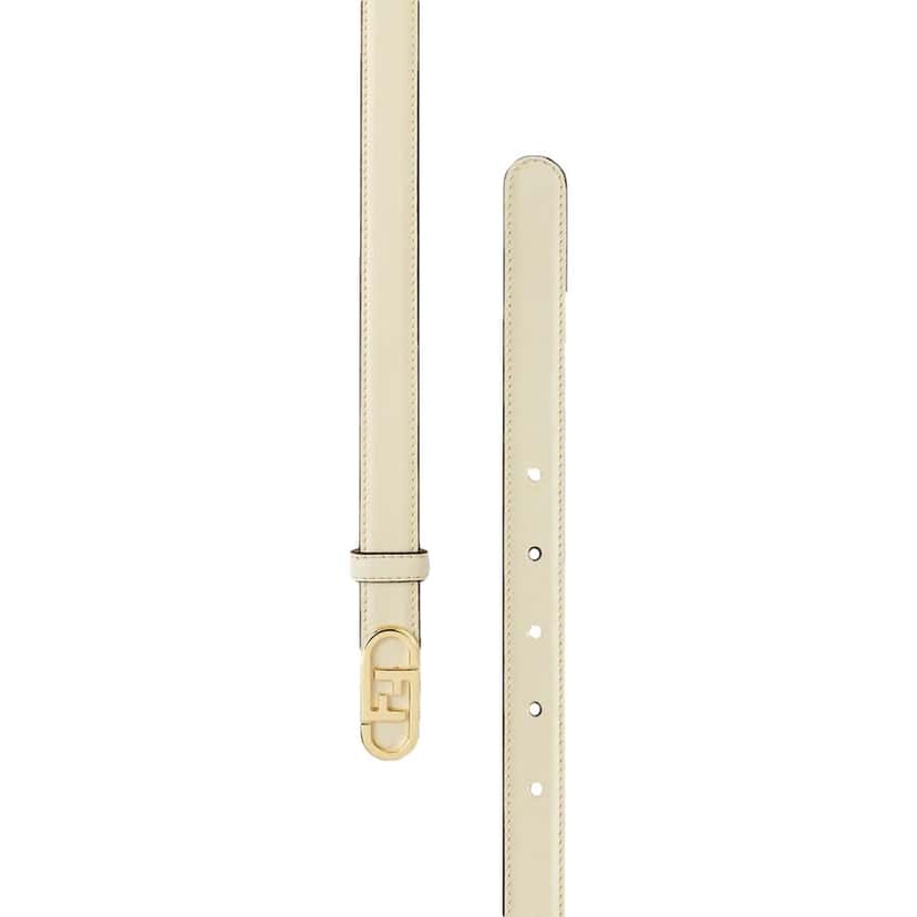 Fendi Fendi O'Lock Ivory Leather Skinny Belt Size 90 White Leather Never worn, with tag - Back View