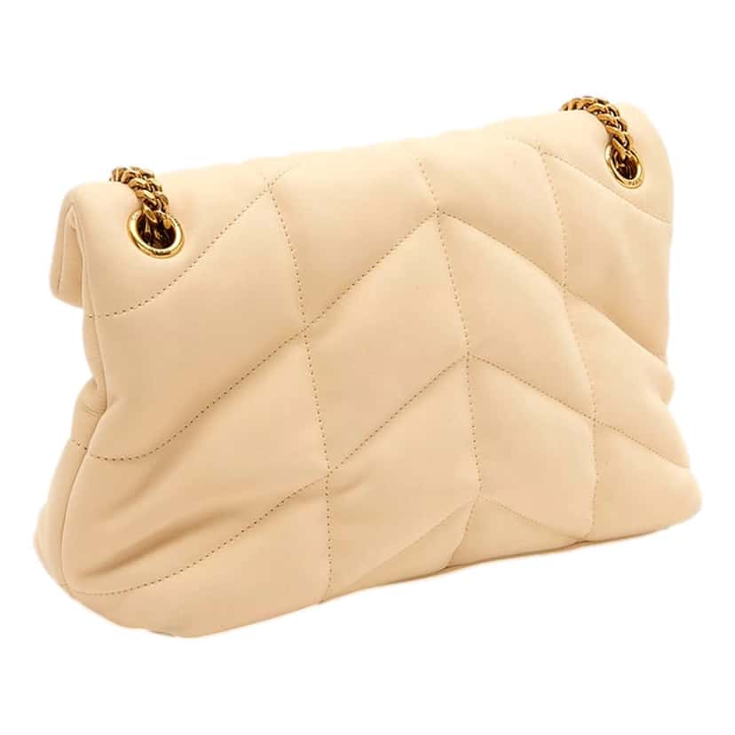 Saint Laurent Saint Laurent Lou Puffer Medium Shoulder Bag in Quilted Leather Beige Leather Never worn, with tag - Back View