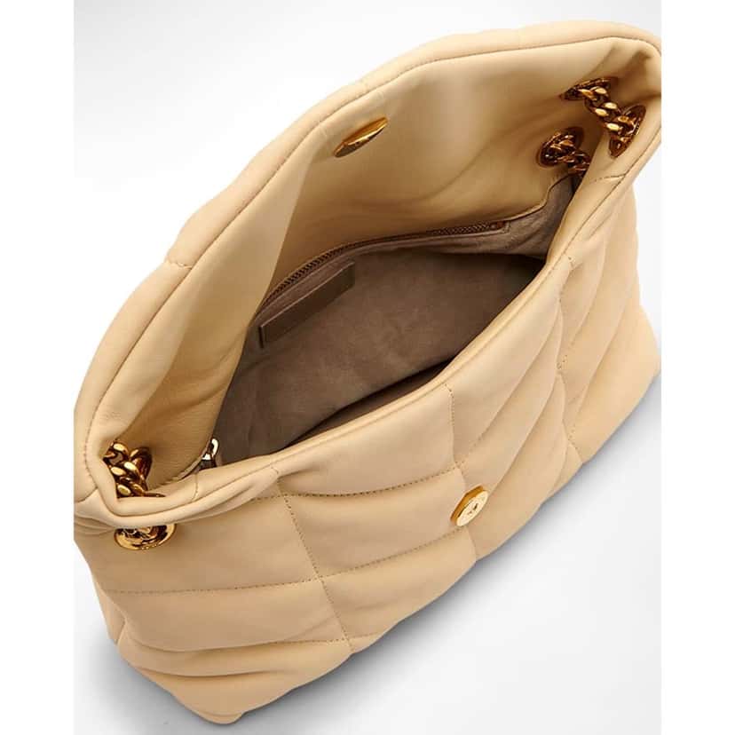 Saint Laurent Saint Laurent Lou Puffer Medium Shoulder Bag in Quilted Leather Beige Leather Never worn, with tag - Model View
