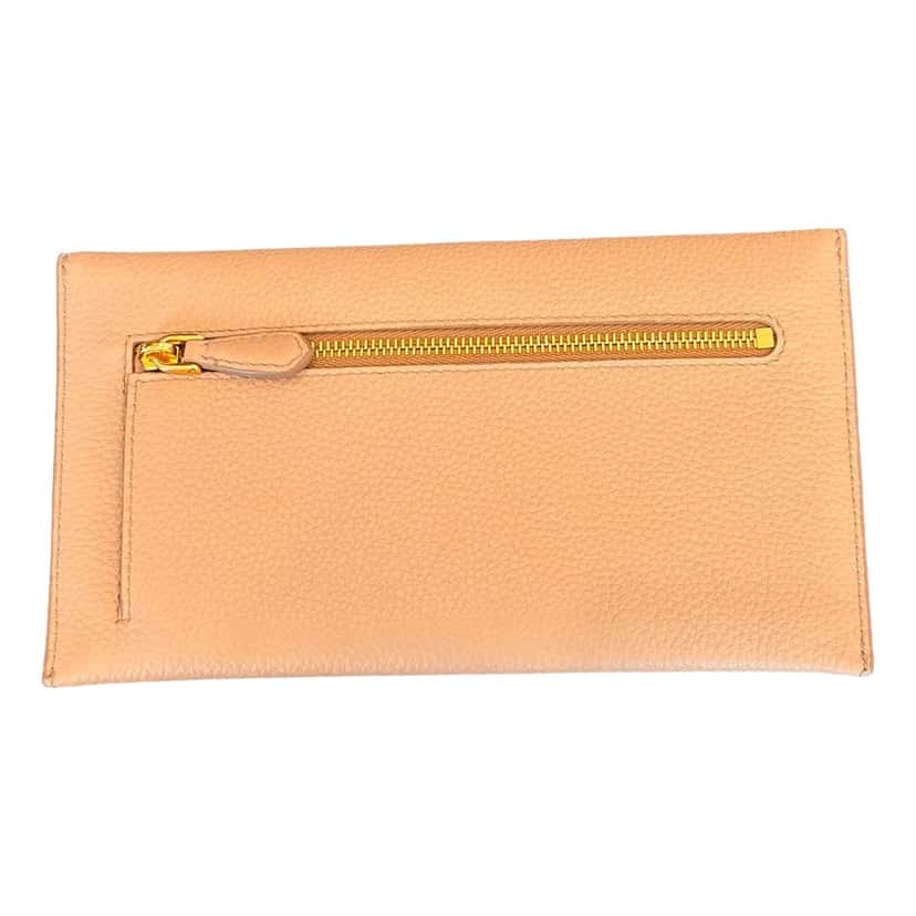 Prada Prada Beige Vitello Grain Leather Long Envelope Wallet Beige Leather Never worn, with tag - Back View