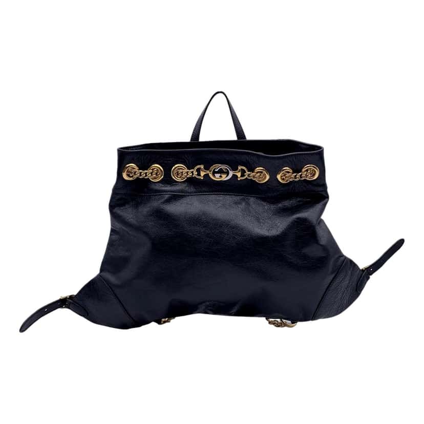 Gucci Gucci Black Leather Zumi Backpack Shoulder Backpack Black Leather Good condition - Front View