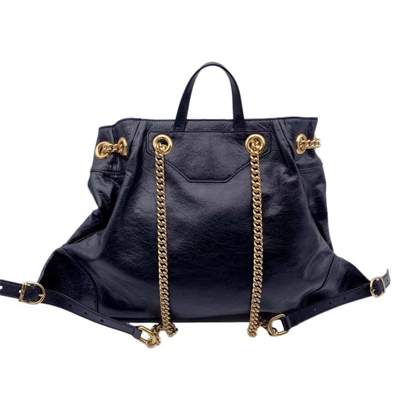 Gucci Gucci Black Leather Zumi Backpack Shoulder Backpack Black Leather Good condition - Model View