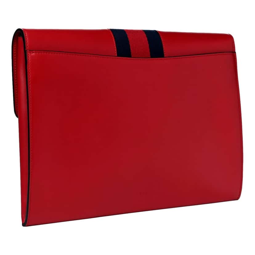 Gucci Gucci Maxi Sylvie Red Clutch Red Leather Good condition - Back View