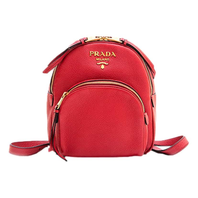 Prada Prada Vitello Daino Convertible Front Pocket Backpack Red Gold Hardware Red Leather Good condition - Front View