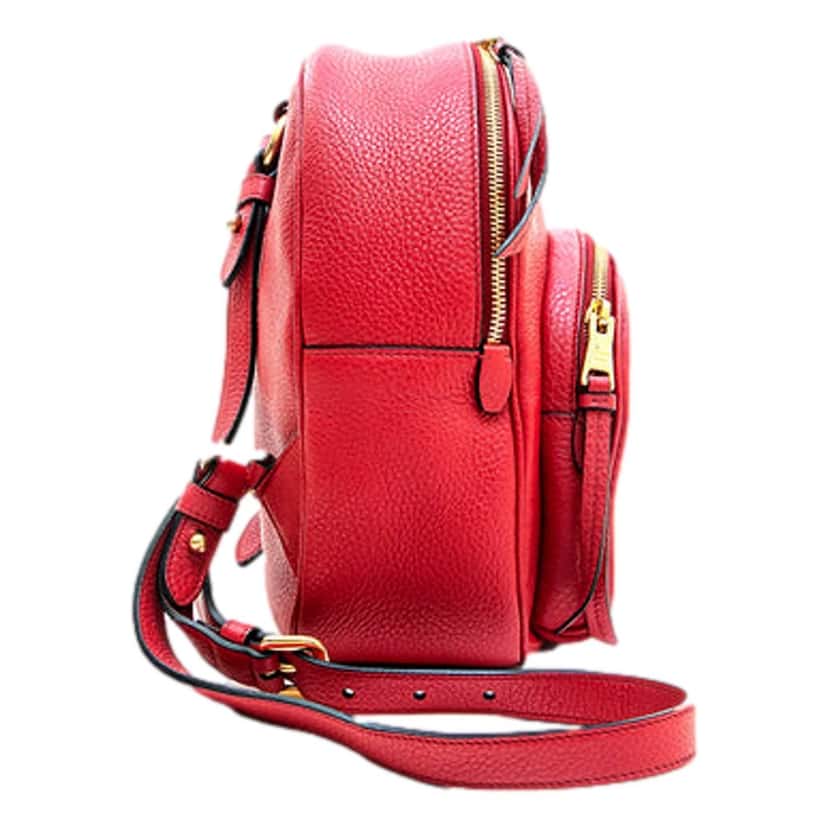 Prada Prada Vitello Daino Convertible Front Pocket Backpack Red Gold Hardware Red Leather Good condition - Model View