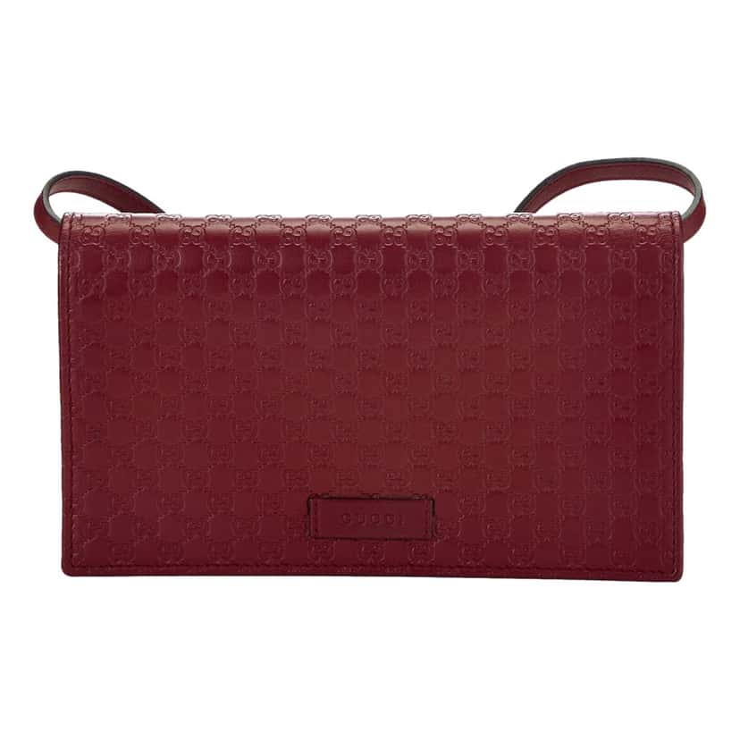 Gucci Gucci Microguccissma 'GG' Burgundy Red Womens Wallet Crossbody Handbag Red Leather Never worn, with tag - Front View