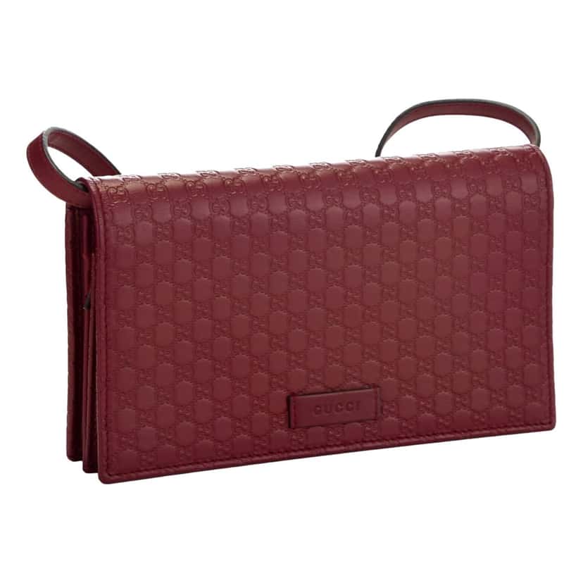 Gucci Gucci Microguccissma 'GG' Burgundy Red Womens Wallet Crossbody Handbag Red Leather Never worn, with tag - Back View