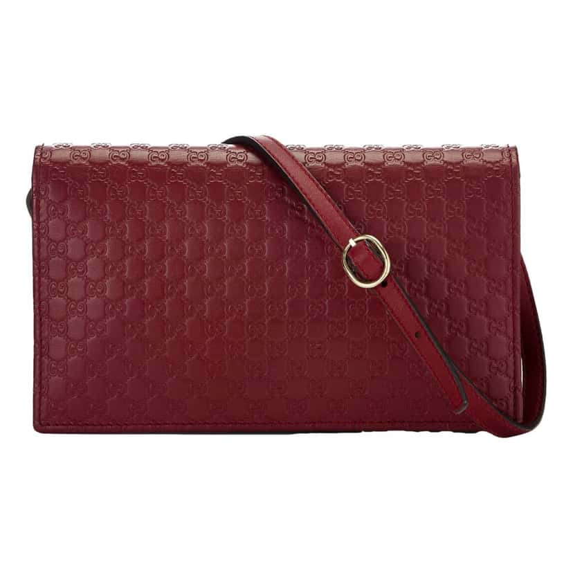 Gucci Gucci Microguccissma 'GG' Burgundy Red Womens Wallet Crossbody Handbag Red Leather Never worn, with tag - Inside View