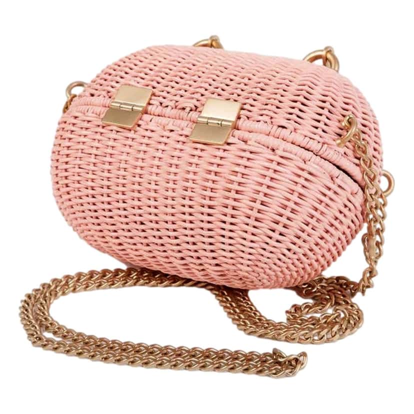 Chanel Chanel Pink Oval Wicker Heart CC Charm Closure 2-Way Handle Crossbody Bag Pink Very good condition - Inside View