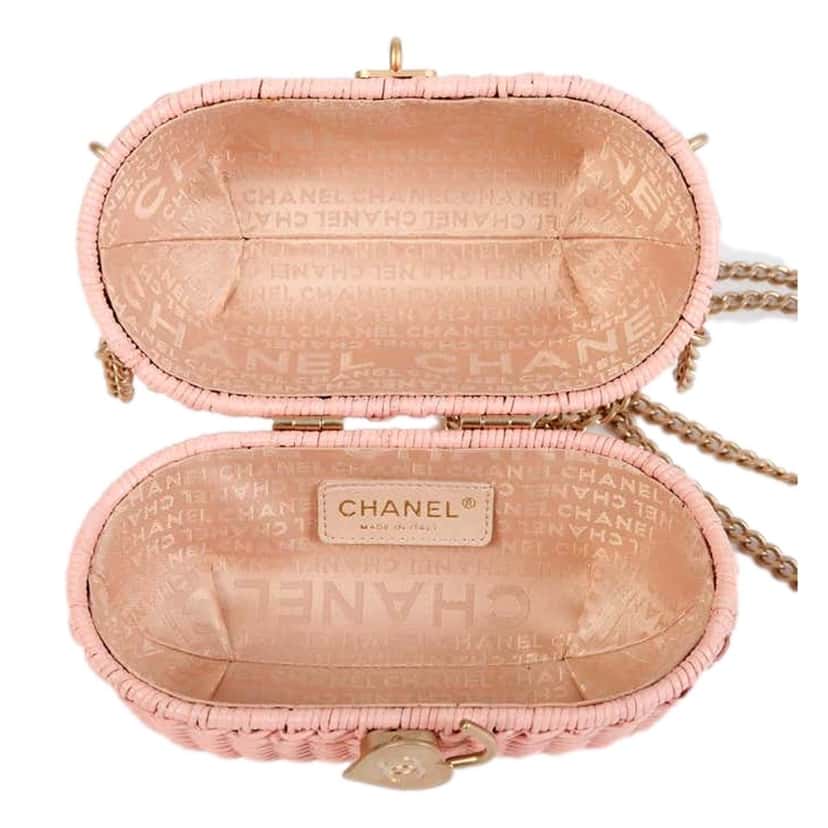 Chanel Chanel Pink Oval Wicker Heart CC Charm Closure 2-Way Handle Crossbody Bag Pink Very good condition - Box View