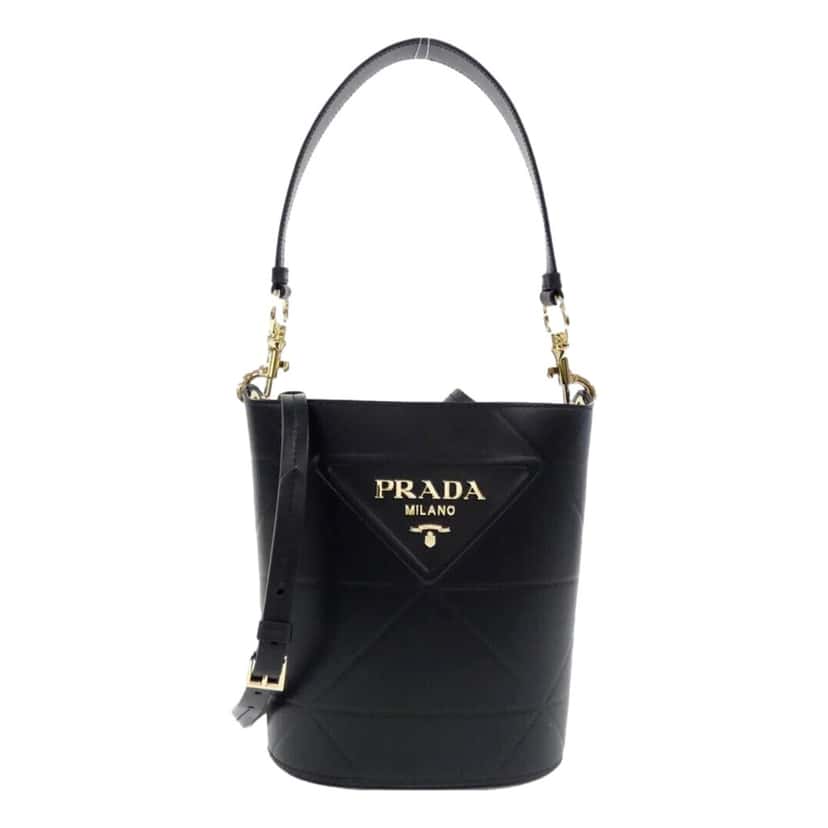Prada Prada Soft Calf Leather Bucket Crossbody Handbag Nero Black Black Leather Never worn, with tag - Front View