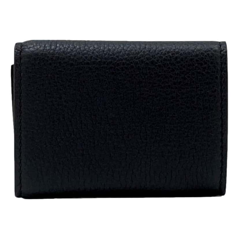 Gucci Gucci Embossed Logo Mini Tri-Fold Wallet Black Pebbled Leather Black Leather Never worn, with tag - Inside View
