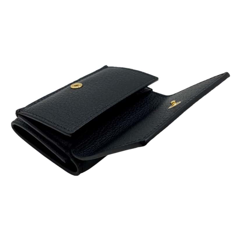 Gucci Gucci Embossed Logo Mini Tri-Fold Wallet Black Pebbled Leather Black Leather Never worn, with tag - Box View