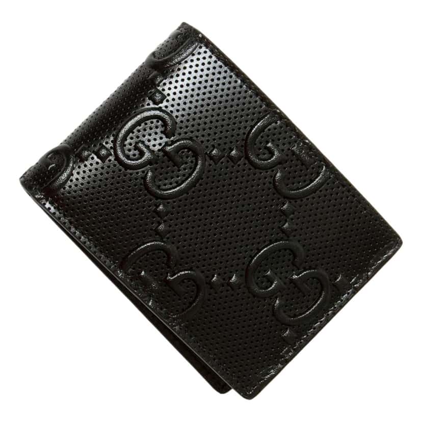 Gucci Gucci Calfskin Leather GG Tennis Embossed Bi-Fold Wallet Black Black Leather Never worn, with tag - Back View