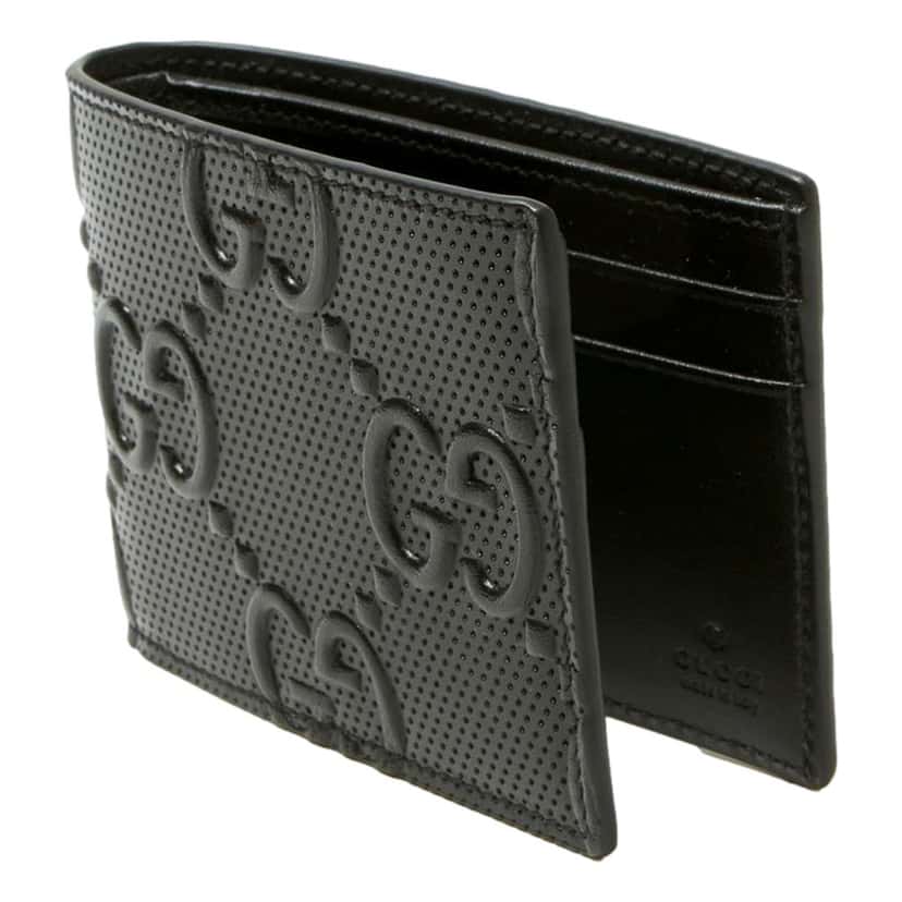 Gucci Gucci Calfskin Leather GG Tennis Embossed Bi-Fold Wallet Black Black Leather Never worn, with tag - Inside View