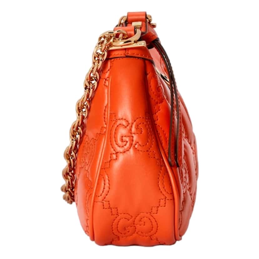 Gucci Gucci GG Quilted Matelass√© Leather Mini Shoulder Bag In Orange Orange Leather Never worn, with tag - Box View