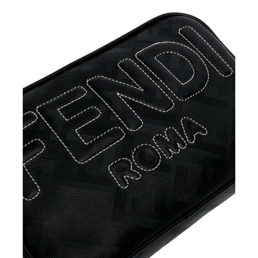 Fendi Fendi Roma Black Shadow Leather Canvas  Camera Crossbody Bag Black Leather Never worn, with tag - Inside View