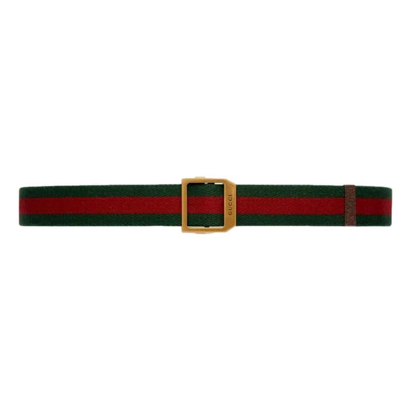 Gucci Gucci Web Stripe Red and Green Canvas Belt Size 90/36 Red Canvas Never worn, with tag - Front View