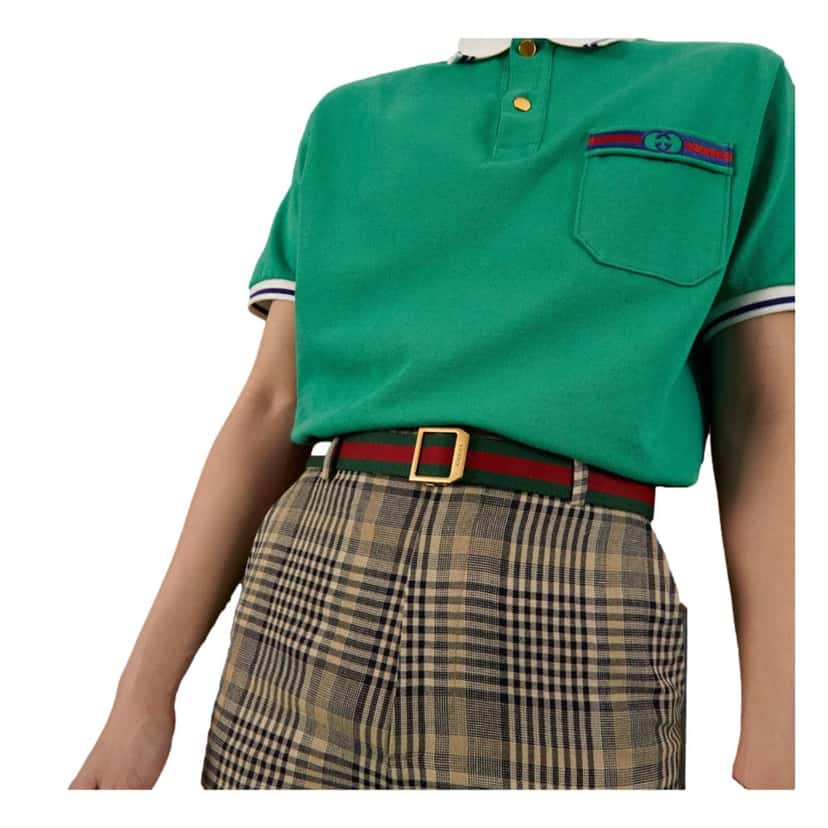 Gucci Gucci Web Stripe Red and Green Canvas Belt Size 90/36 Red Canvas Never worn, with tag - Model View