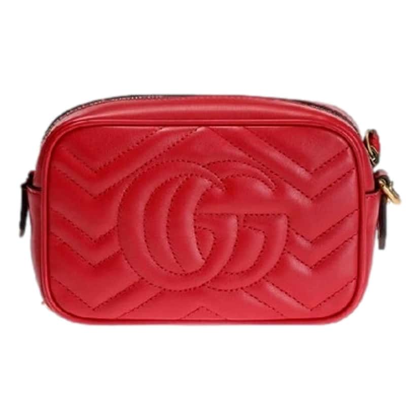 Gucci Gucci GG Marmont Matelass√© Red Leather Crossbody Mini Bag Red Leather Never worn, with tag - Back View