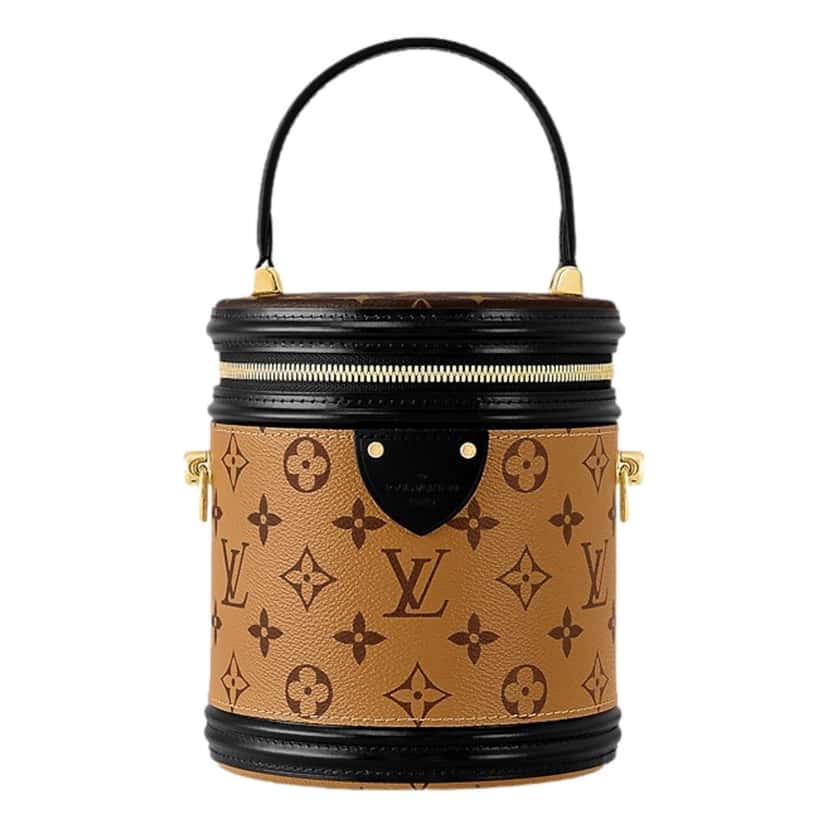 Louis Vuitton Louis Vuitton Cannes Reverse Monogram Black and Brown Bucket Bag Brown Canvas Very good condition - Front View