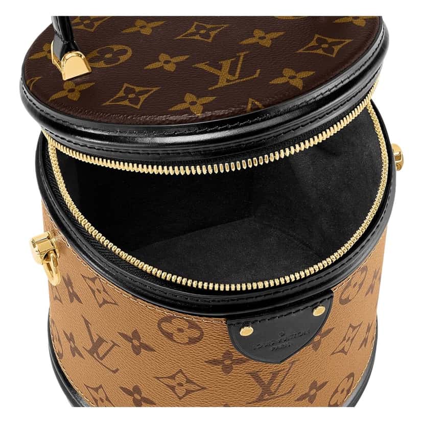 Louis Vuitton Louis Vuitton Cannes Reverse Monogram Black and Brown Bucket Bag Brown Canvas Very good condition - Inside View