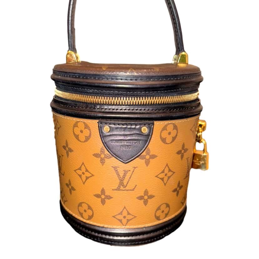 Louis Vuitton Louis Vuitton Cannes Reverse Monogram Black and Brown Bucket Bag Brown Canvas Very good condition - Box View