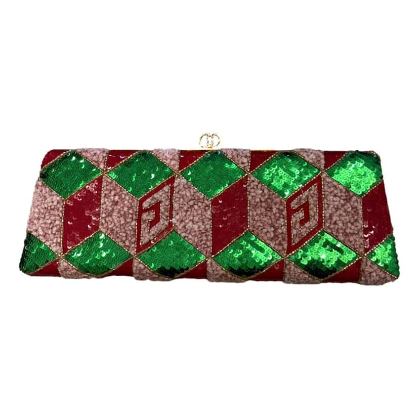Gucci Gucci Broadway Embellished Sequins and Crystals Red Green Pink Chain Shoulder Bag Clutch Red Never worn, with tag - Front View