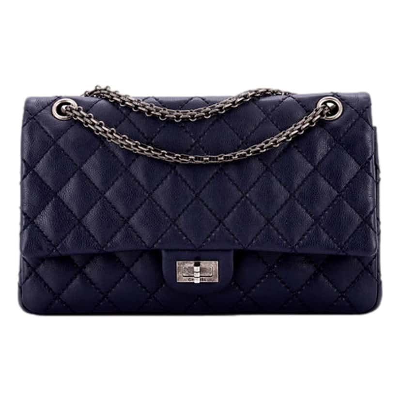 Chanel Chanel Reissue 2.55 Flap Bag Quilted Caviar 226 Navy Blue Leather Very good condition - Front View