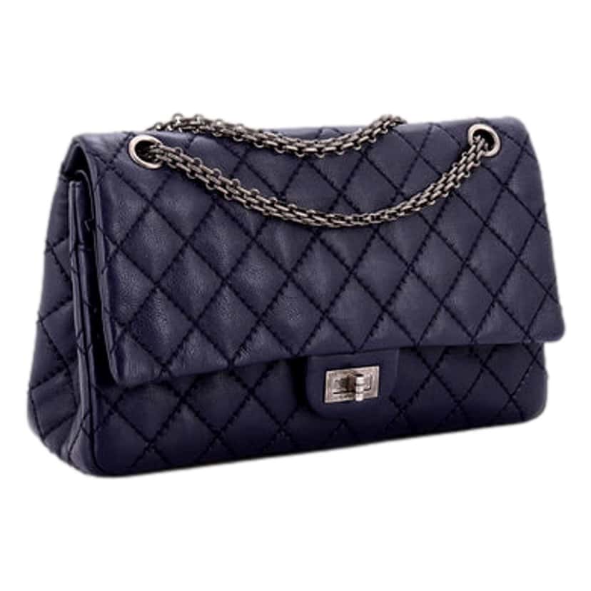Chanel Chanel Reissue 2.55 Flap Bag Quilted Caviar 226 Navy Blue Leather Very good condition - Back View