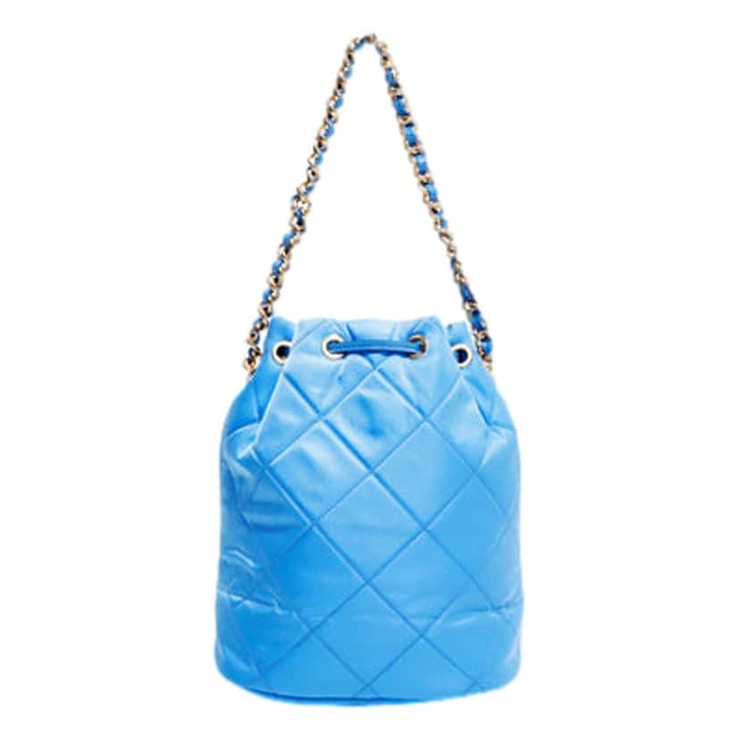Prada Prada Tessuto Nylon Pervinca Blue Duet Drawstring Quilted Bucket Bag Blue Never worn, with tag - Back View