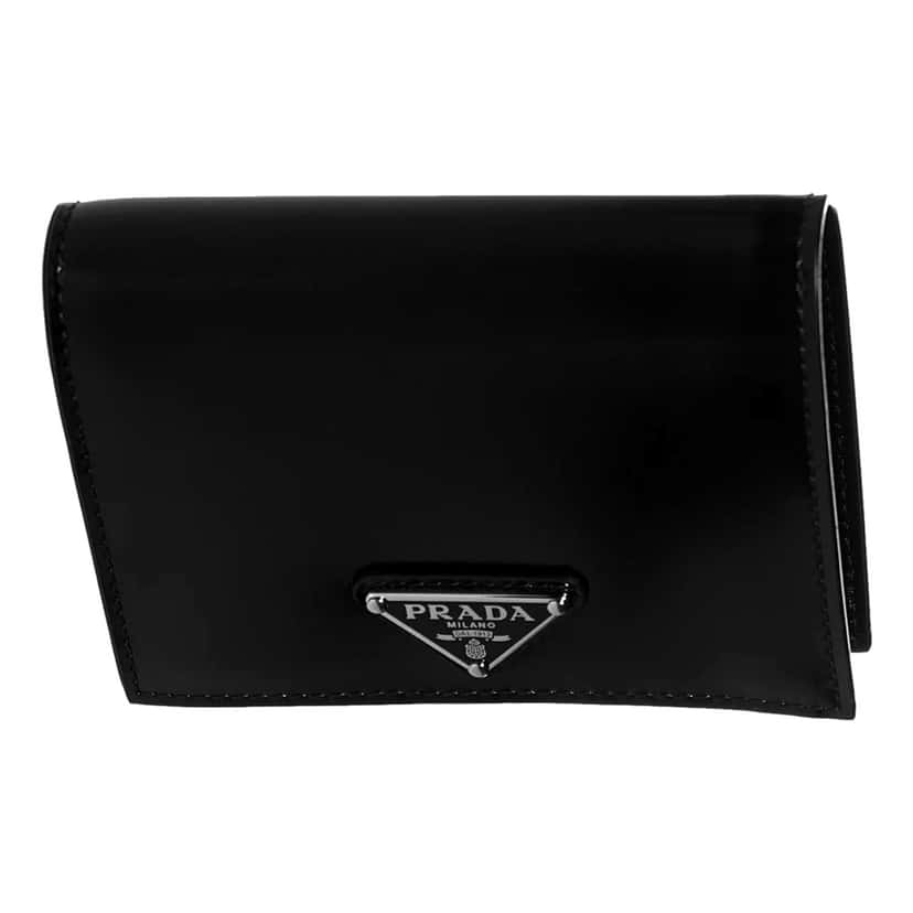 Prada Prada Bifold Black Polished Leather Triangle Logo Card Holder Wallet Black Leather Never worn, with tag - Inside View