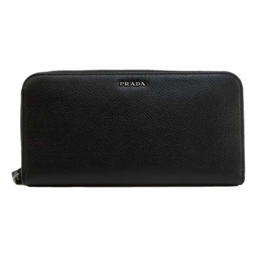Prada Prada Vitello Grain Long Black and Grey Zip Around Continental Wallet Black Leather Never worn, with tag - Front View